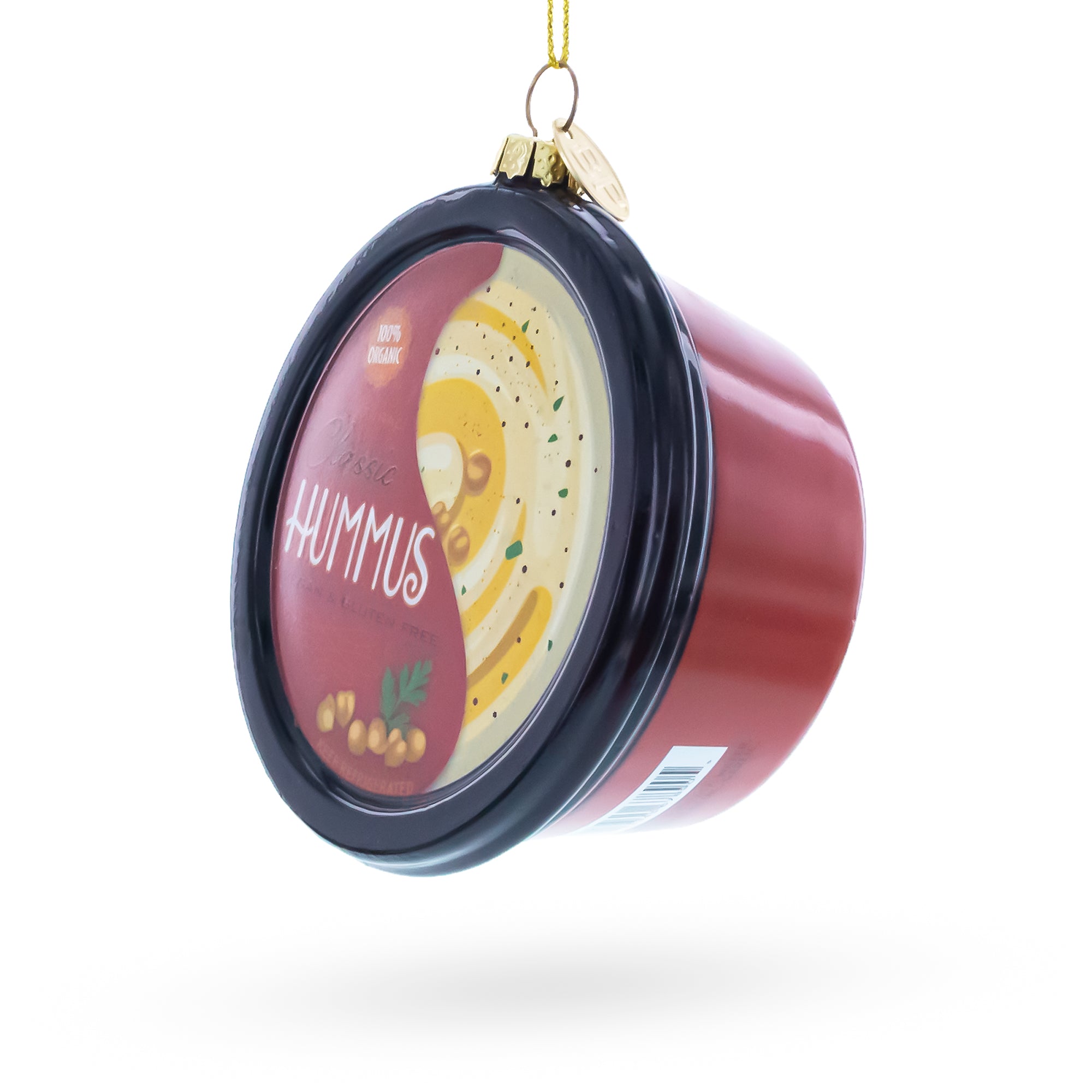 Hummus Glass Christmas OrnamentChina , dimensions in inches: 3.9 x 3.3 x 1.8