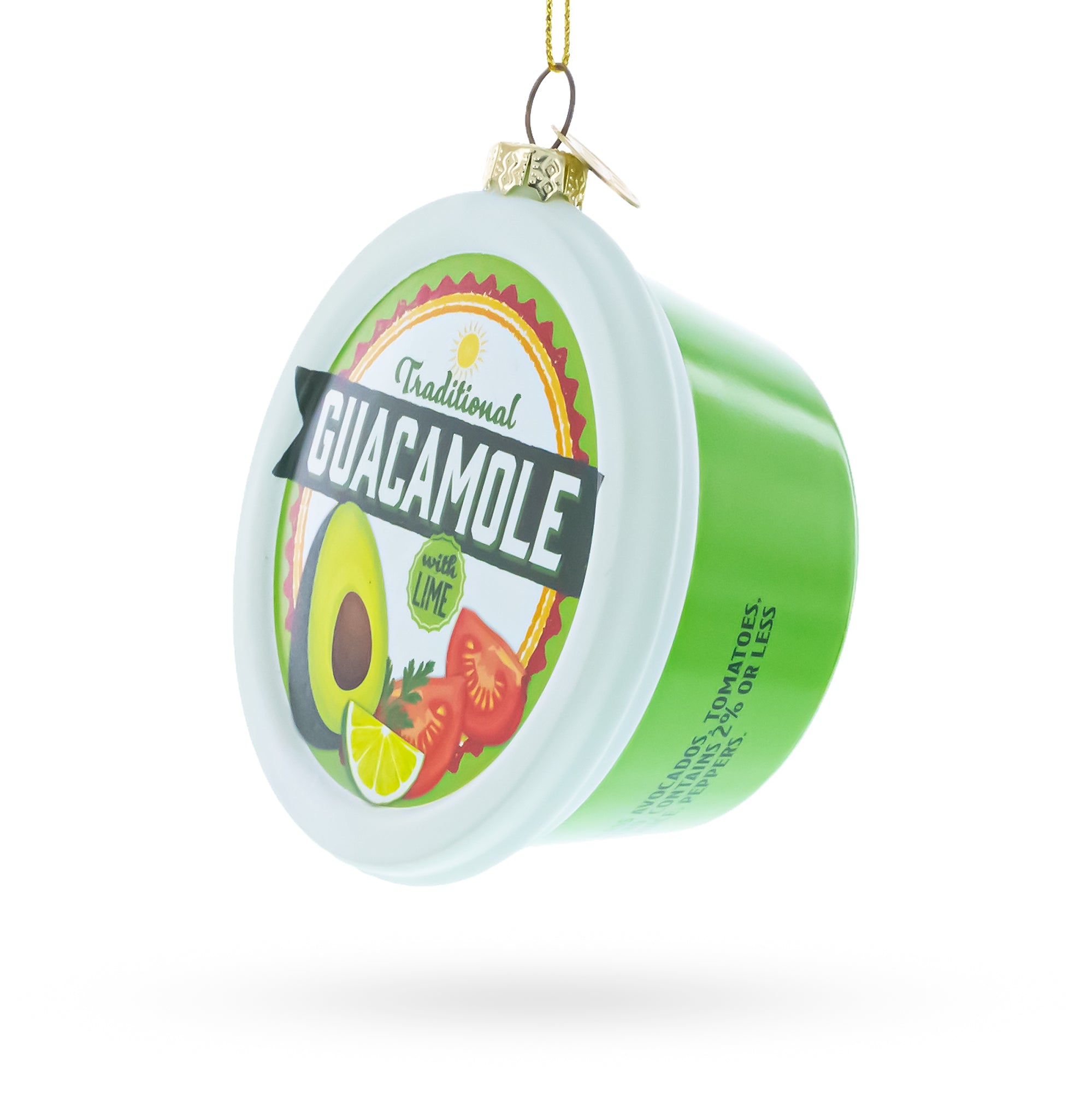 Traditional Guacamole Glass Christmas OrnamentChina , dimensions in inches: 3.9 x 3.3 x 1.8