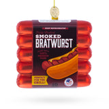 Smoked Bratwurst Blown Glass Christmas Ornament in Red color