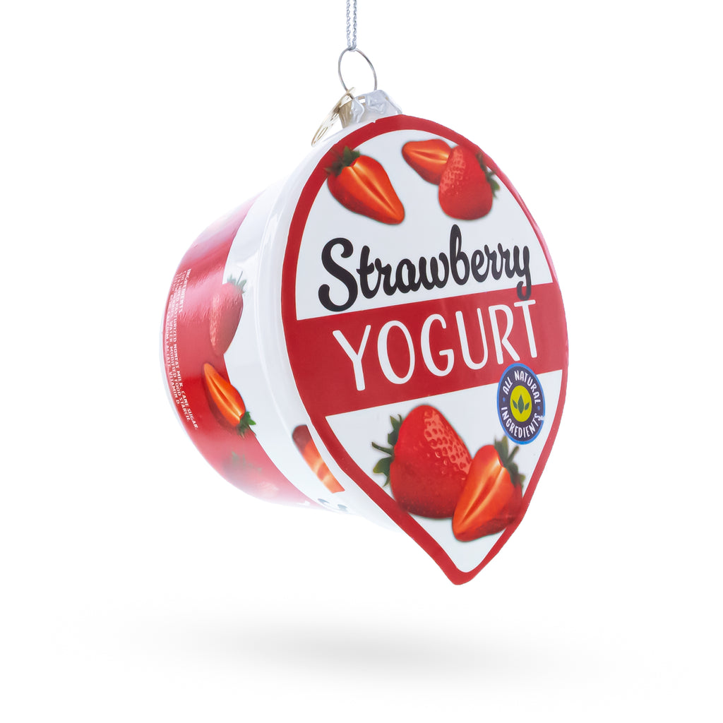 Strawberry Yogurt Glass Christmas Ornament in Red color Figurine