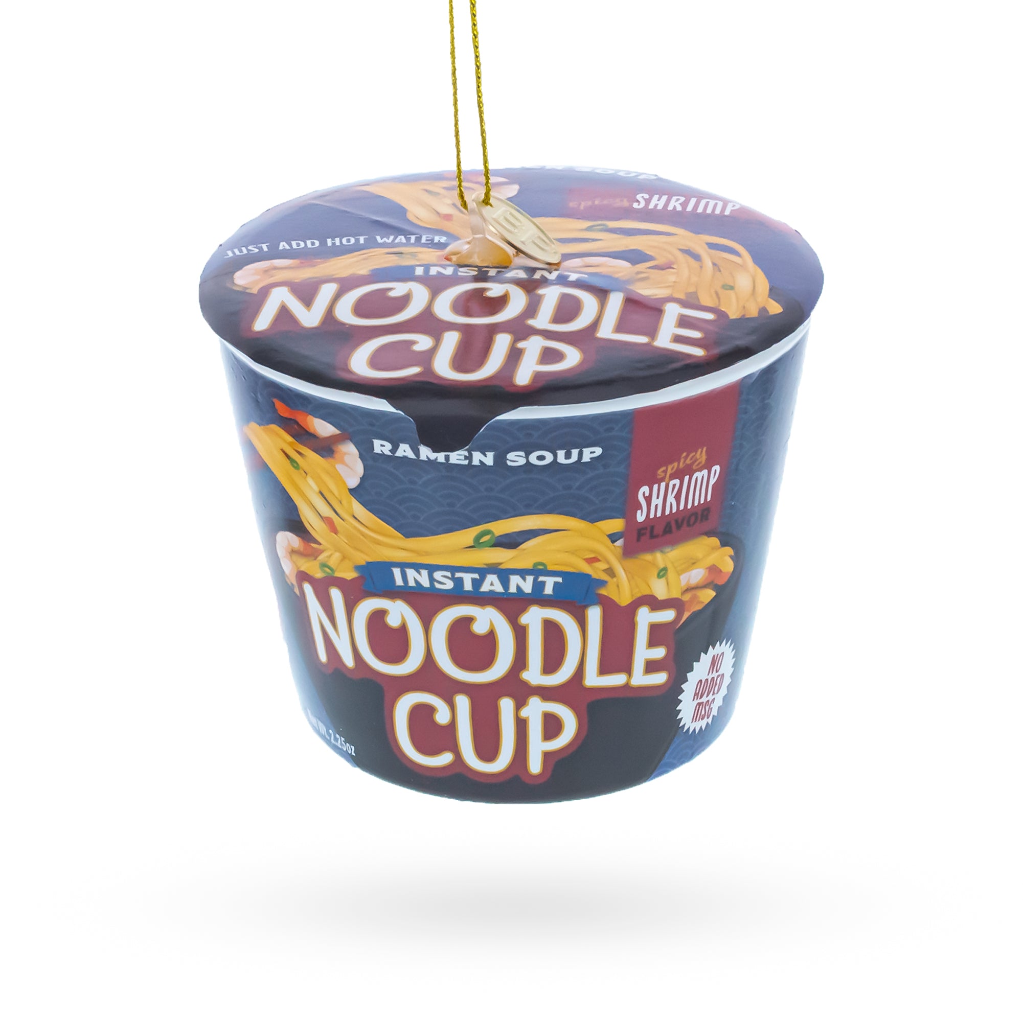 Instant Noodle Ramen Cup Glass Christmas Ornament in Grey color Figurine