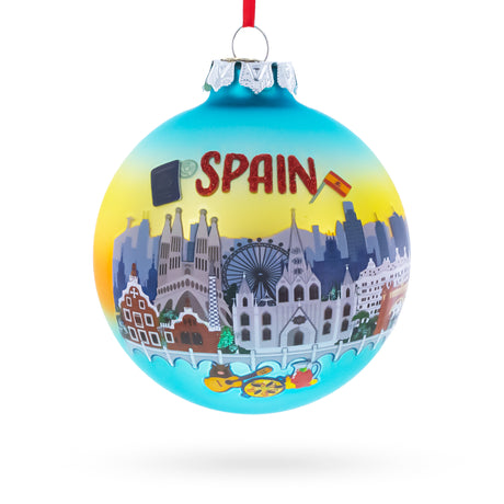 Spain Attraction Blown Glass Ball Christmas Ornament in Multi color