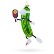 Pickle-Themed Pickleball Glass Christmas Ornament in Green color