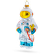 Astronaut Wearing Retro Suit Blown Glass Christmas Ornament in Silver color Figurine