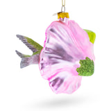 Vibrant Hummingbird with Hibiscus Glass Christmas Ornament , dimensions in inches: 4.4 x 4.3 x 2.6