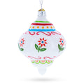 Finial with Floral Pattern Glass Christmas Ornament in White color Finial