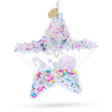 Sugar Star with Shakable Sprinkles Blown Glass Christmas Ornament , dimensions in inches: 4.4 x 1.5 x 4