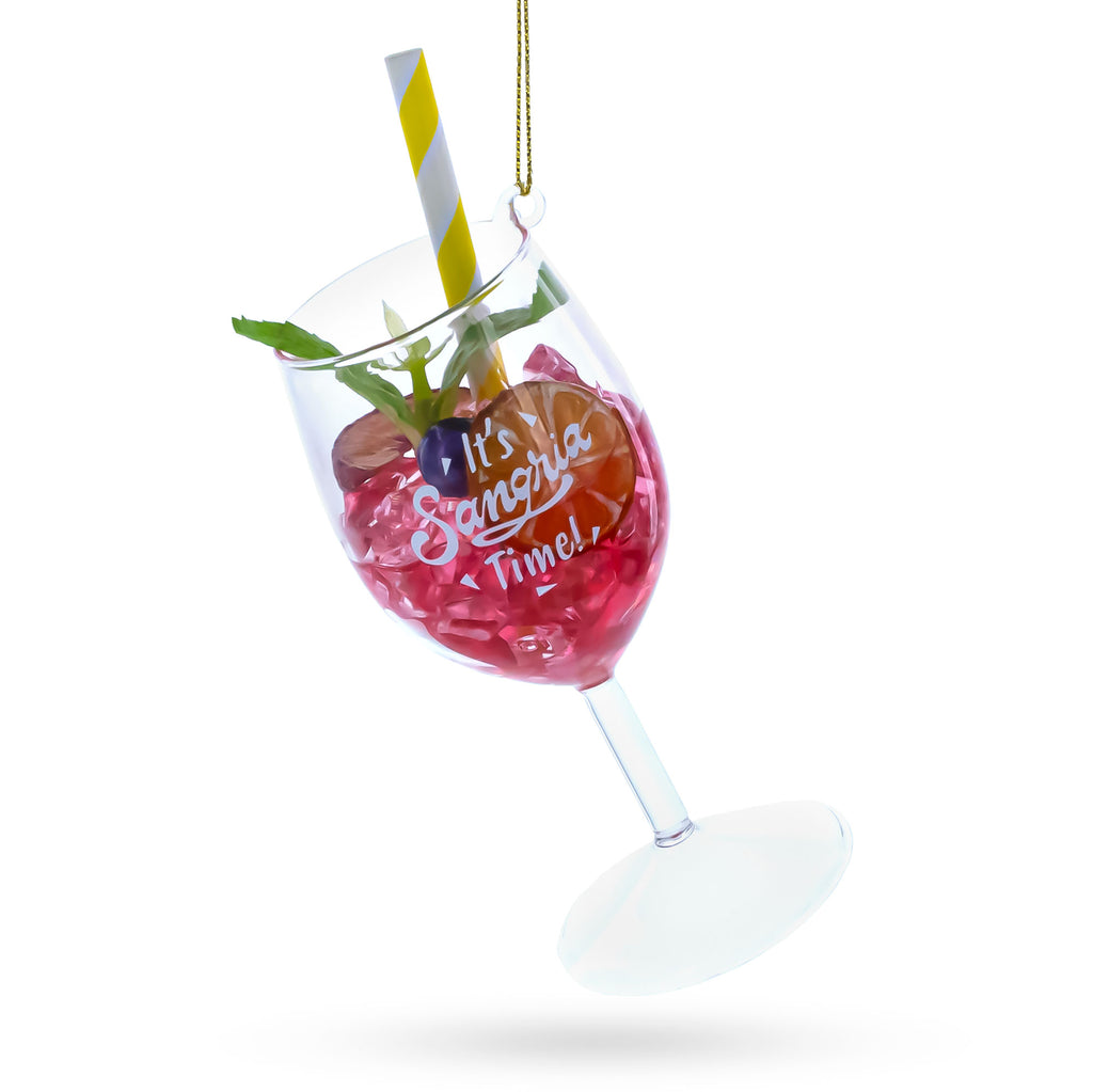 Sangria Iced Cocktail Drink with Straw Glass Christmas Ornament in Clear color Figurine