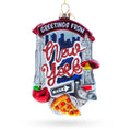 Iconic New York Landmarks Glass Christmas Ornament in Grey color Figurine