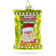 Santa’s Christmas Popcorn Bag Blown Glass Christmas Ornament in Green color Figurine