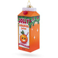 Jolly Christmas Orange Juice Box Glass Christmas Ornament in Orange color Figurine