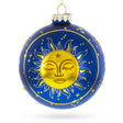 Blue Celestial Sun Face and Moon Glass Ball Christmas Ornament in Blue color Round