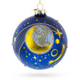 Blue Celestial Planets and Shooting Star Glass Ball Christmas Ornament in Blue color Round