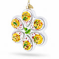 Whimsical Deviled Egg Serving Plate for Food Lovers Glass Christmas Ornament in turquoise color Figurine