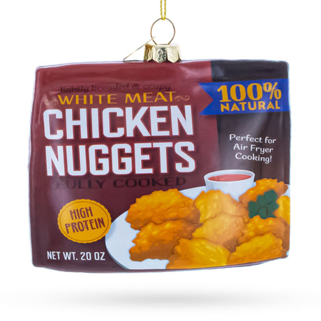 Chicken Nuggets Frozen Package Blown Glass Christmas Ornament in Multi color Figurine
