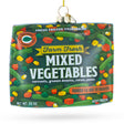 Mixed Vegetables Frozen Package Blown Glass Christmas Ornament in Green color Figurine