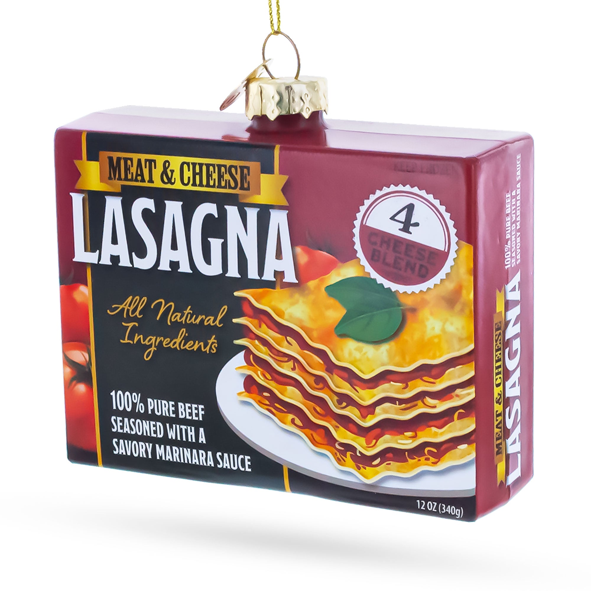 Lasagna Box Glass Christmas Ornament in Multi color Figurine