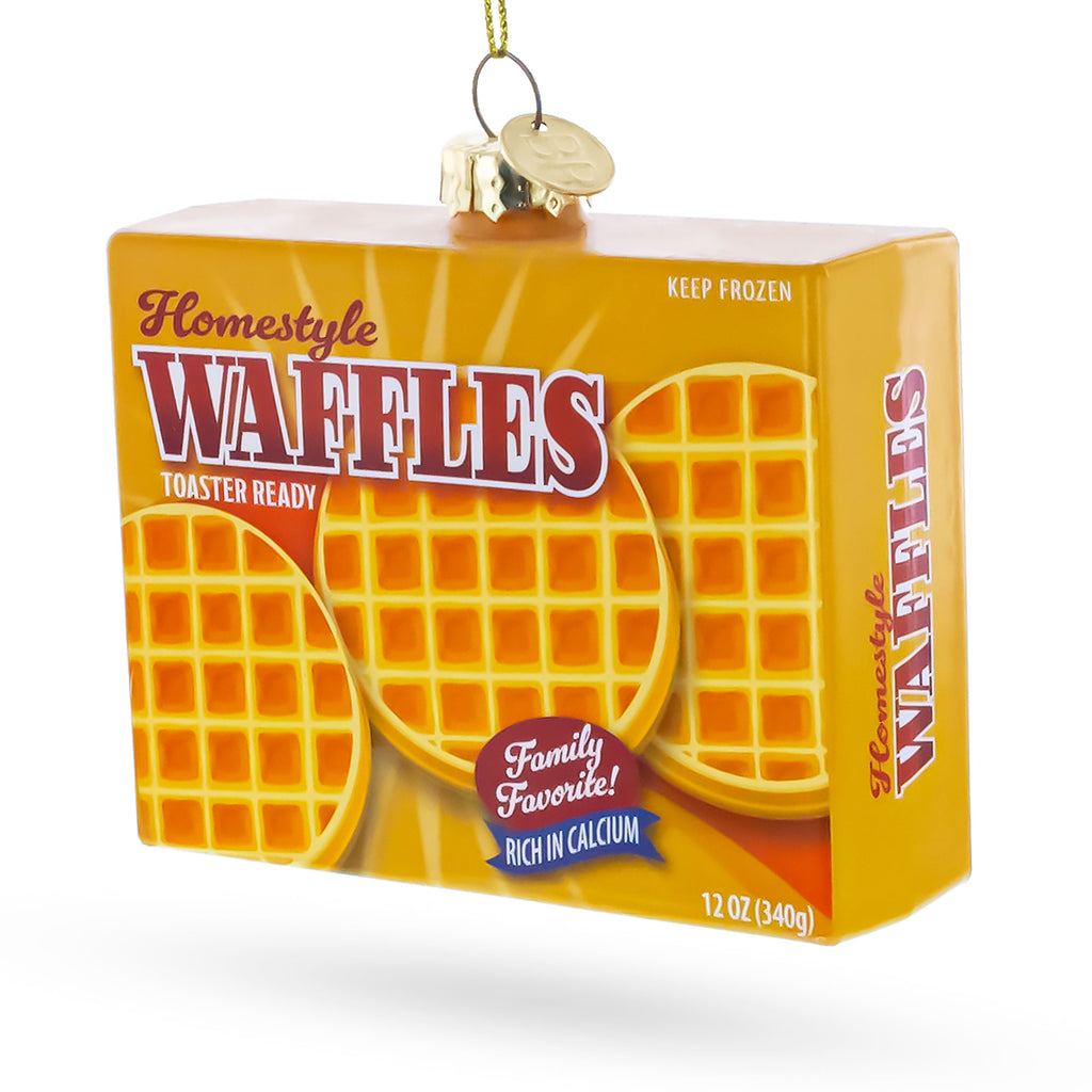 Waffles Box Glass Christmas Ornament in Yellow color Figurine
