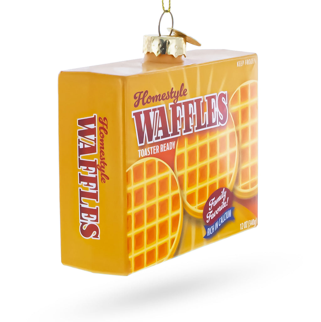 Waffles Box Glass Christmas OrnamentChina , dimensions in inches: 3.5 x 1.3 x 3.6
