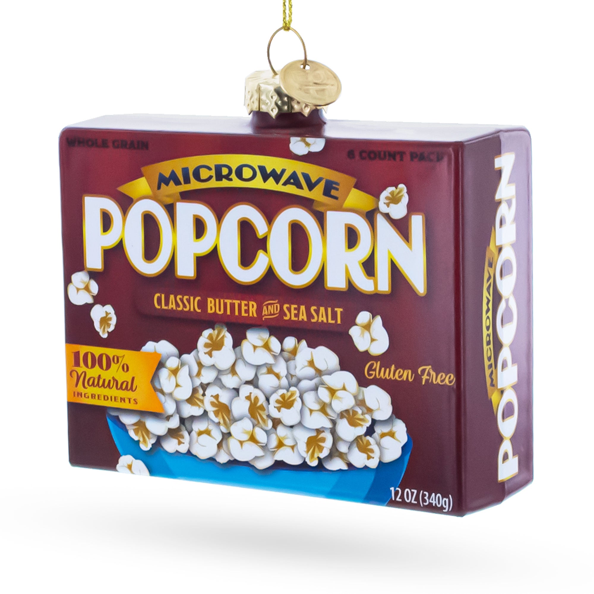 Popcorn Box Glass Christmas Ornament in Multi color Figurine
