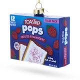 Frosted Strawberry Toaster Pops Blown Glass Christmas Ornament in Multi color Figurine