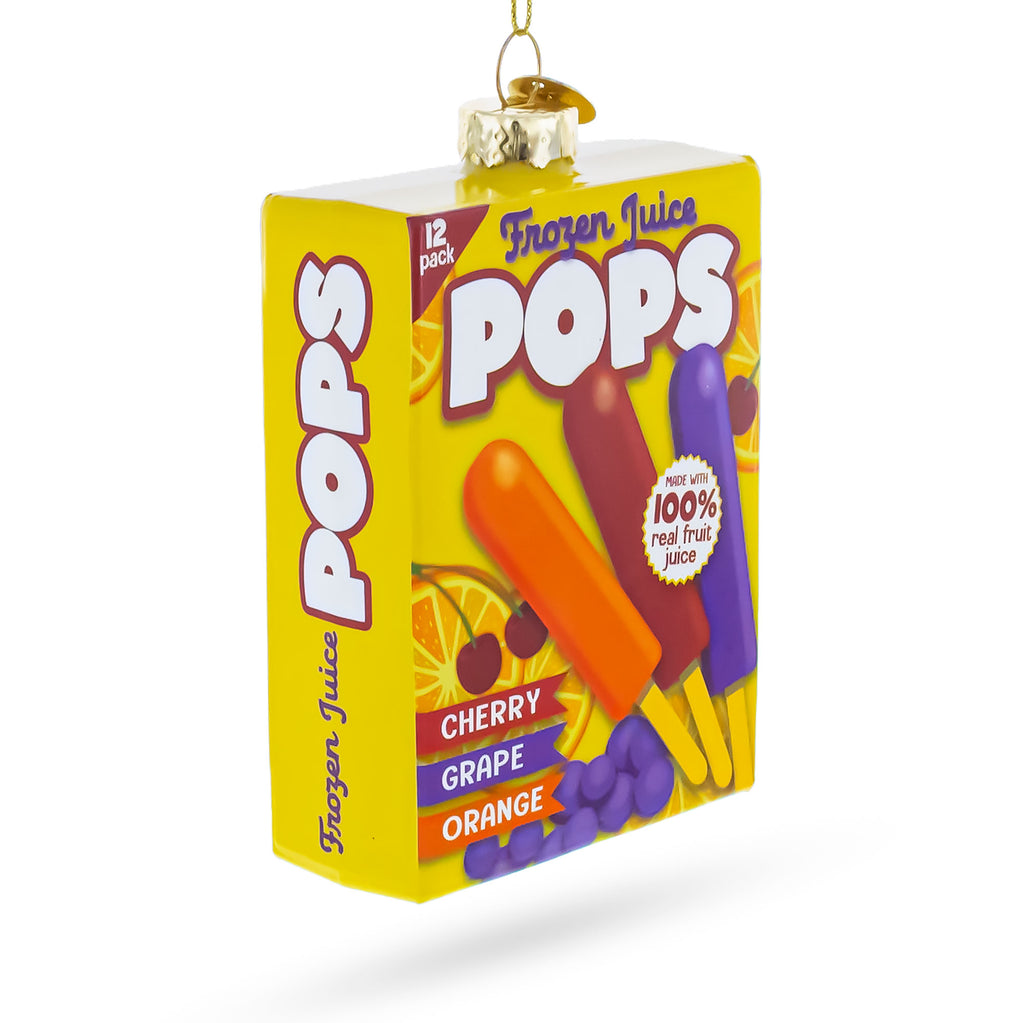 Frozen Popsicle Box Glass Christmas OrnamentChina , dimensions in inches: 4.4 x 1.3 x 2.8