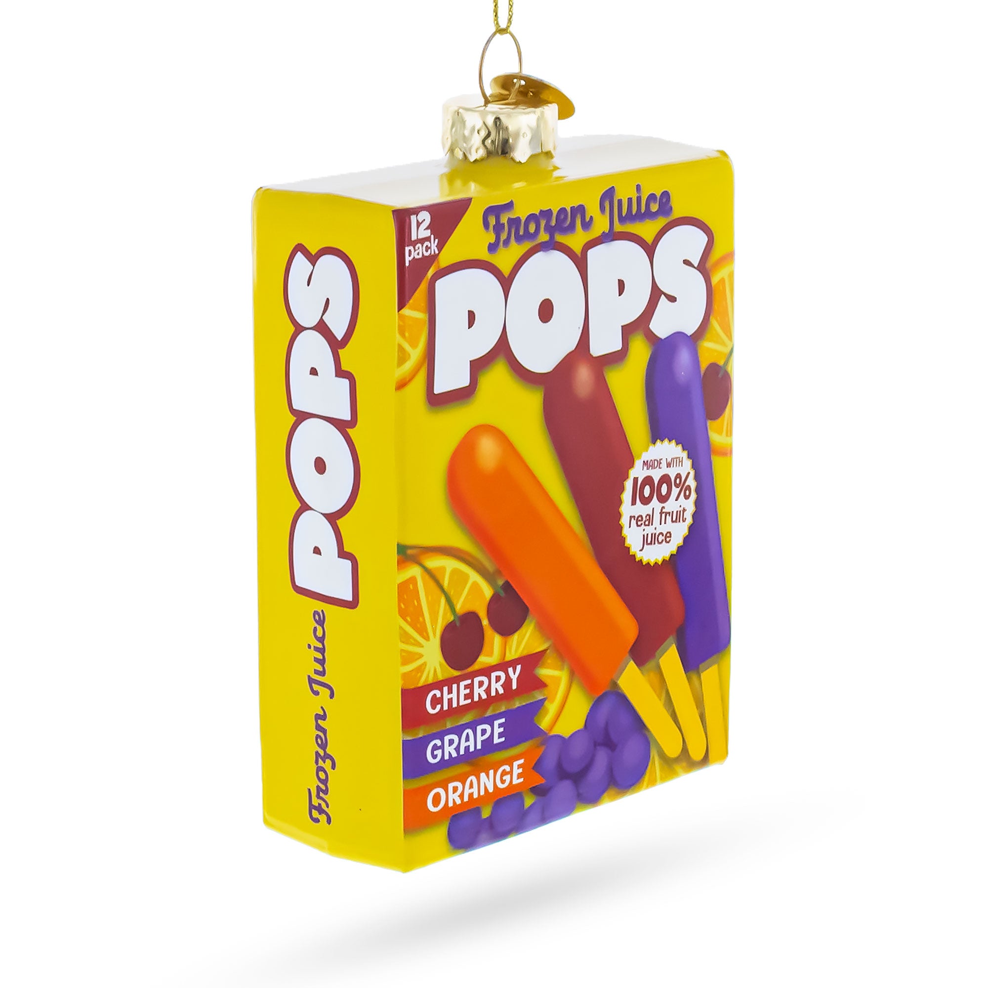 Frozen Popsicle Box Glass Christmas OrnamentChina , dimensions in inches: 4.4 x 1.3 x 2.8