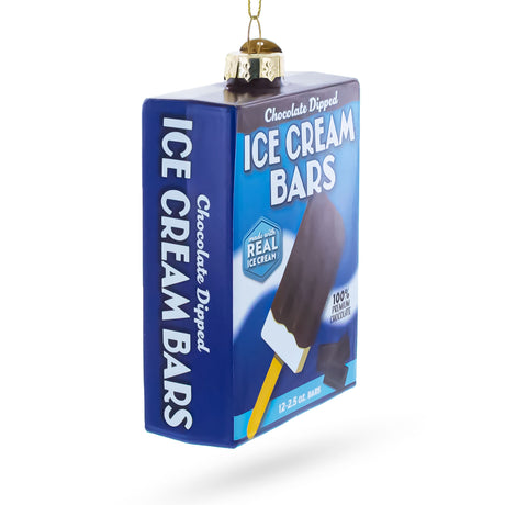 Ice Cream Bars Box Blown Glass Christmas Ornament , dimensions in inches: 4.4 x 1.2 x 2.8