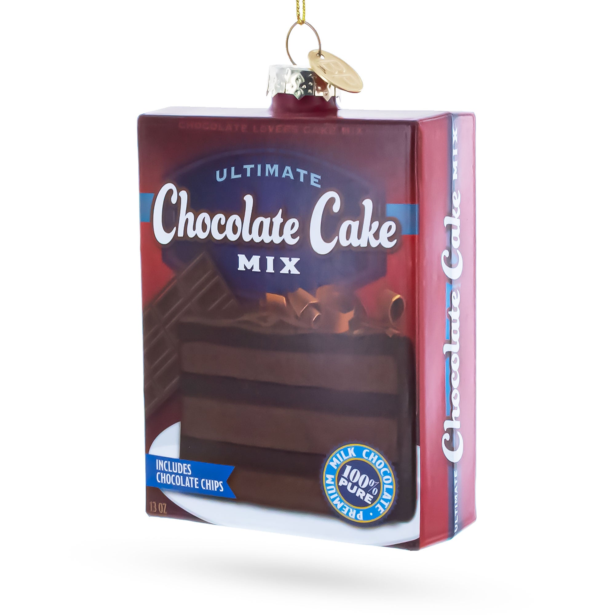 Chocolate Cake Mix Glass Christmas Ornament in Multi color Figurine