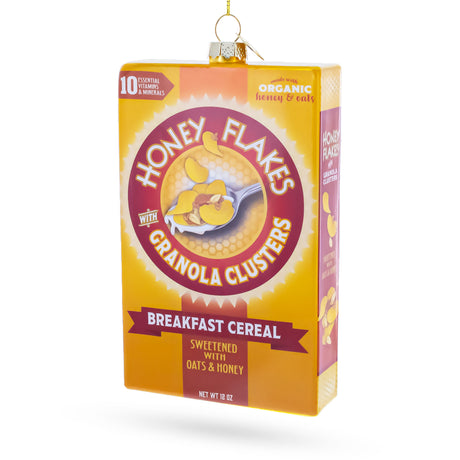 Honey Flakes Granola Cereal Blown Glass Christmas Ornament in Yellow color Figurine