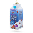 Almond Milk Carton Blown Glass Christmas Ornament in Multi color Figurine
