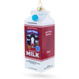 Milk Carton Blown Glass Christmas Ornament in Multi color Figurine