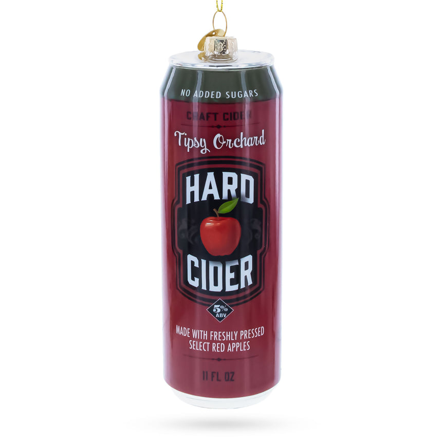 Hard Apple Cider Can Blown Glass Christmas Ornament in Multi color Figurine