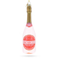 Sparkling Prosecco Bottle Glass Christmas Ornament in Pink color Figurine