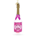Sparkling Rosé Wine Bottle Glass Christmas Ornament in Pink color Figurine