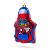 BBQ King of the Grill Apron Blown Glass Christmas Ornament , dimensions in inches: 5 x 1 x 2.9