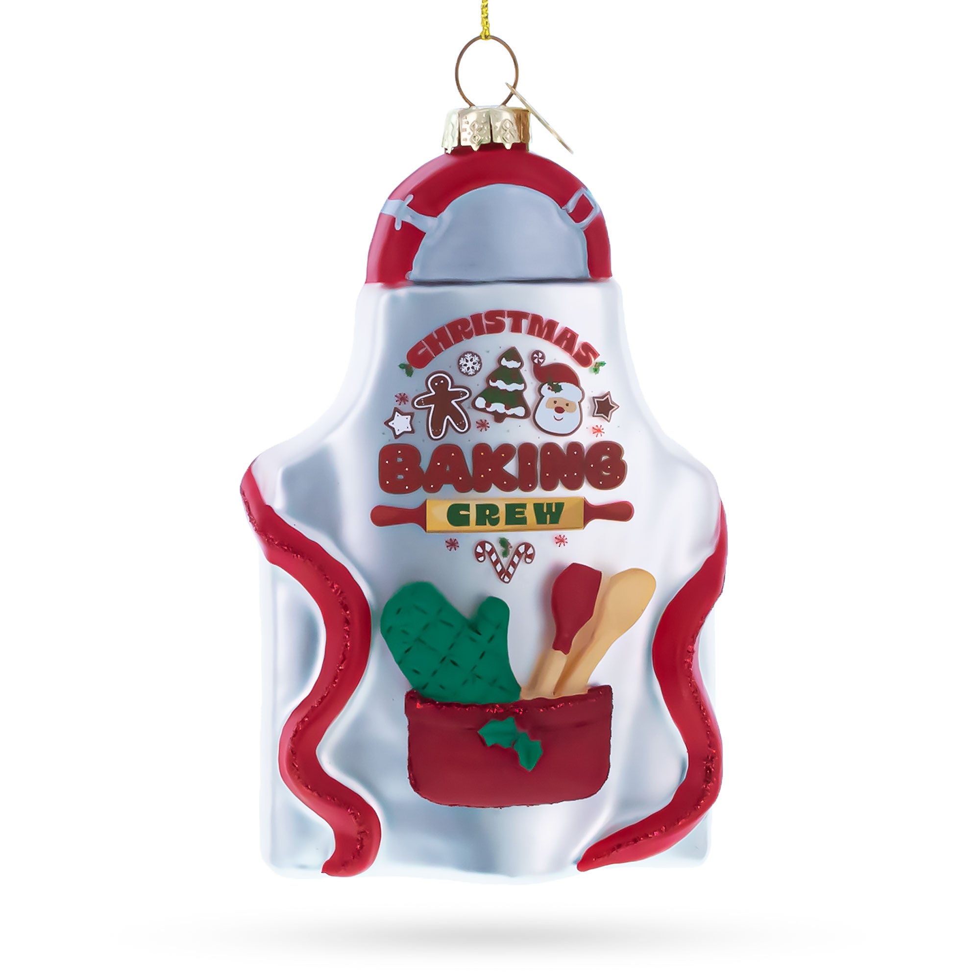 Baker’s Apron Glass Christmas Ornament in Multi color Figurine