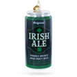 Irish Ale Beer Can Blown Glass Christmas Ornament in Green color Figurine