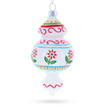 Red Flowers and Swirls Glass Christmas Ornament in White color Finial