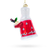 Santa with Vodka Blown Glass Christmas Ornament , dimensions in inches: 5.2 x 2.6 x 3.4