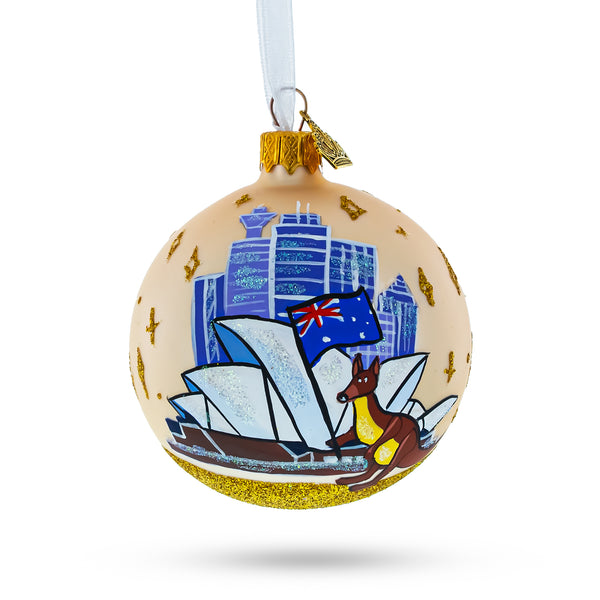Sydney Opera House, Australia Glass Christmas Ornament 3.25 Inches in Multi color, Round shape