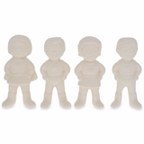Set of 4 Blank Superhero Ceramic Figurines Male and Female 3 Inches in White color