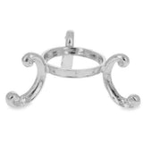 Three-legged Silver Tone Metal Egg Sphere Stand Holder Display in Silver color