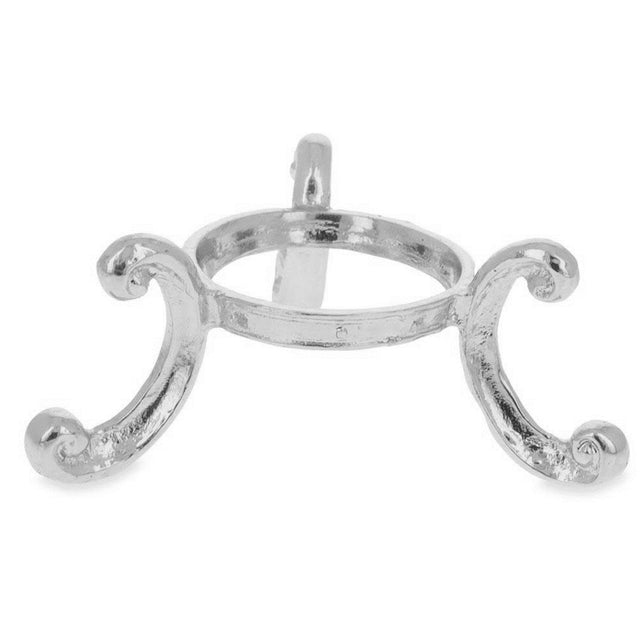 Three-legged Silver Tone Metal Egg Sphere Stand Holder Display in Silver color