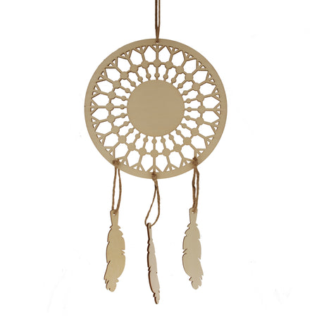 Unfinished Wooden Dream Catcher Cutout DIY Craft 7.8 Inches in Beige color,  shape