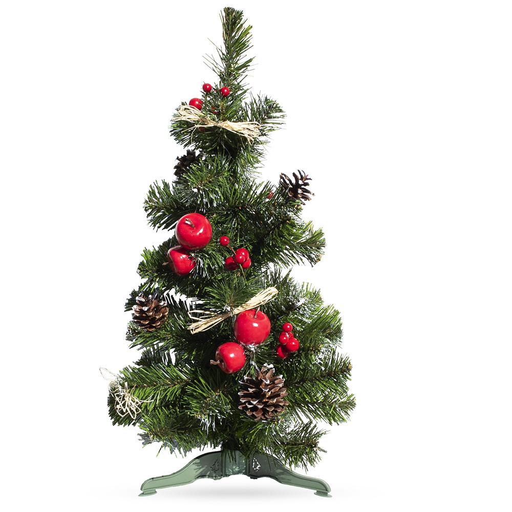 Ukrainian Tabletop Christmas Tree with Straw Bows, Apples & Pine Cones 20 InchesUkraine , dimensions in inches: 19.6 x  x