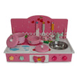 Wooden Pink Toy Kitchen Play Set 22 Inches in pink color,  shape
