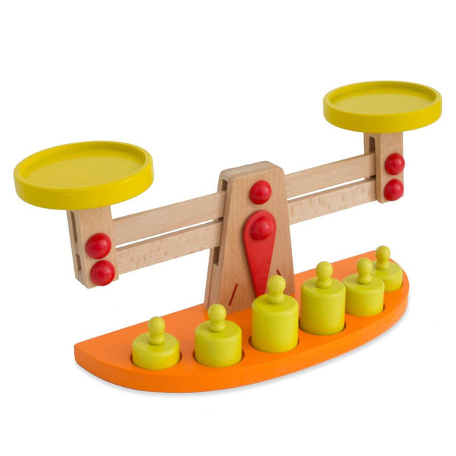 Wooden Toy Balance Scale 12.8 Inches in orange color,  shape