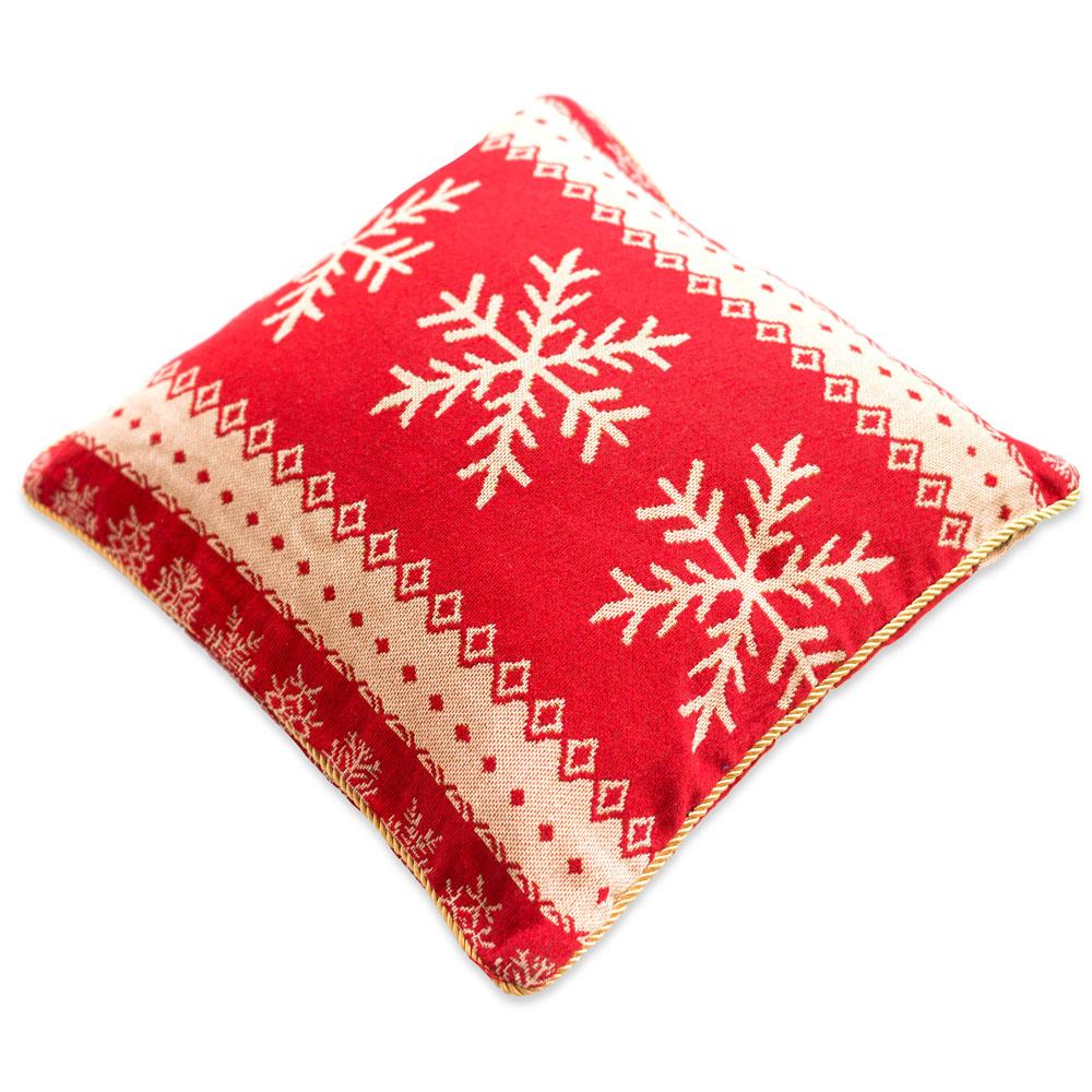 Set of 2 White Snowflakes on Red Christmas Throw Cushion Pillow CoversChina , dimensions in inches: 17 x 17 x 17