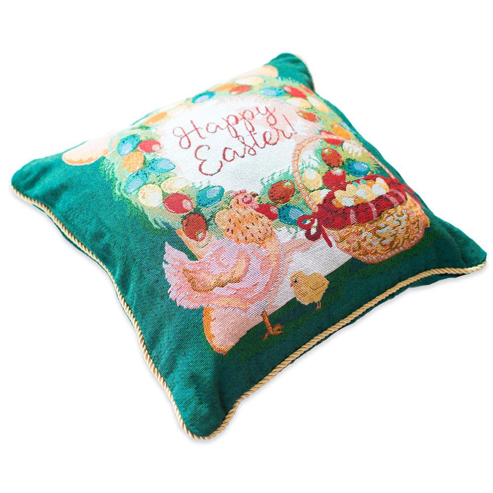 Set of 2 Happy Easter & Easter Eggs Throw Pillow Covers , dimensions in inches: 17.5 x 17.5 x 17.5